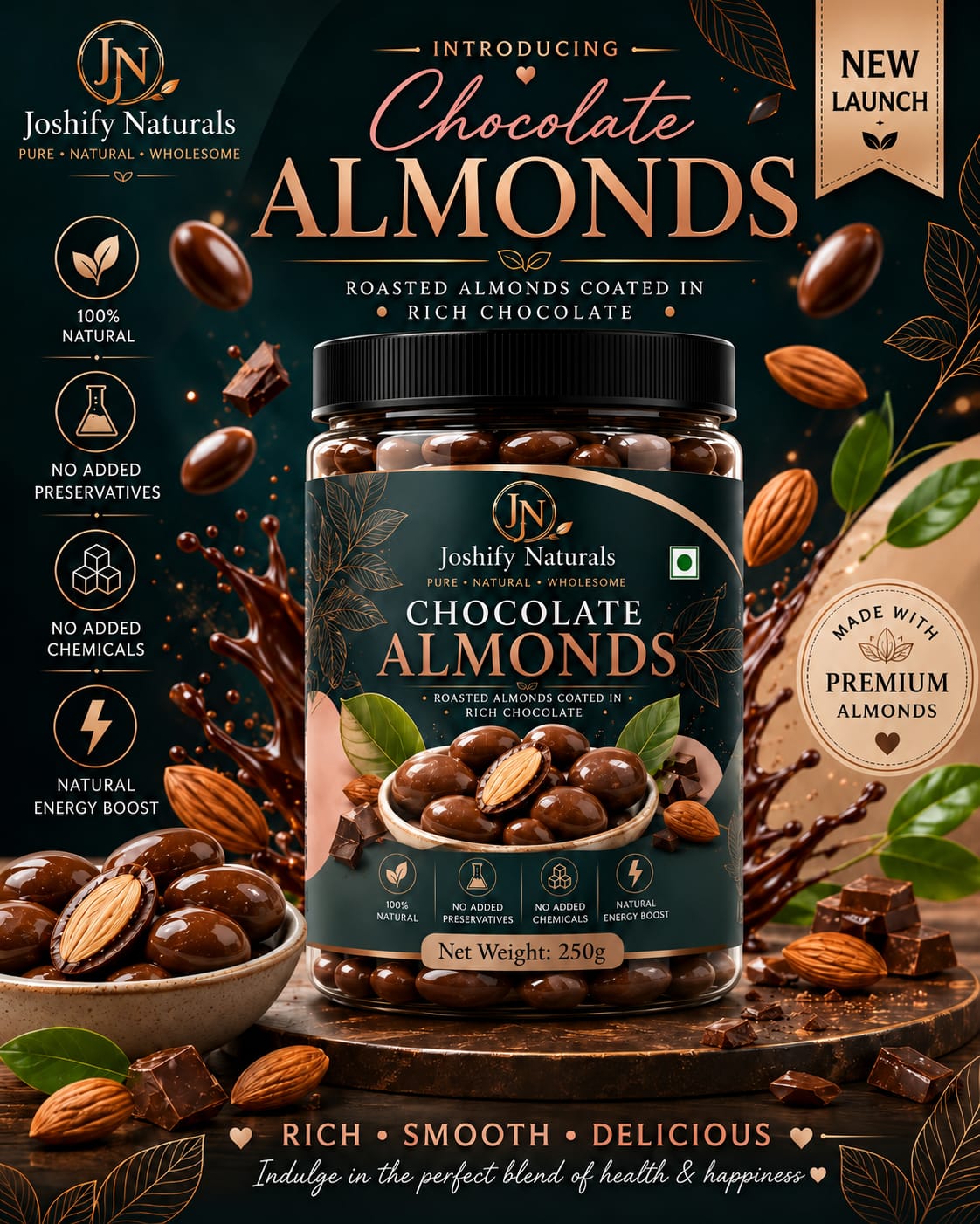 Chocolate Almonds Premium Chocolate Almonds | Roasted Almonds Coated In Rich Chocolate - Image 1
